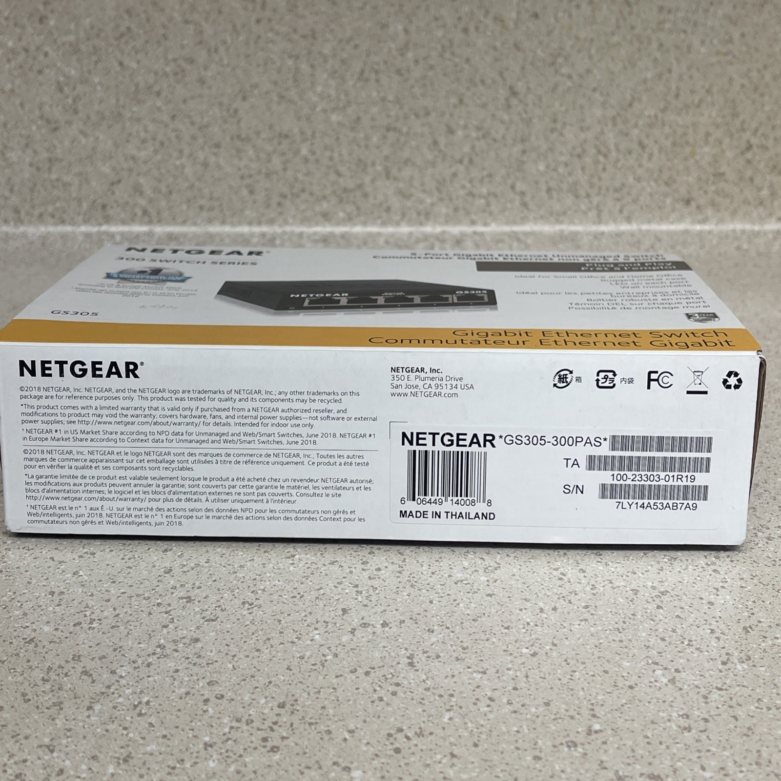 NETGEAR GS305-300PAS 5 PORT GIGABIT ETHERNET UNMANAGED SWITCH