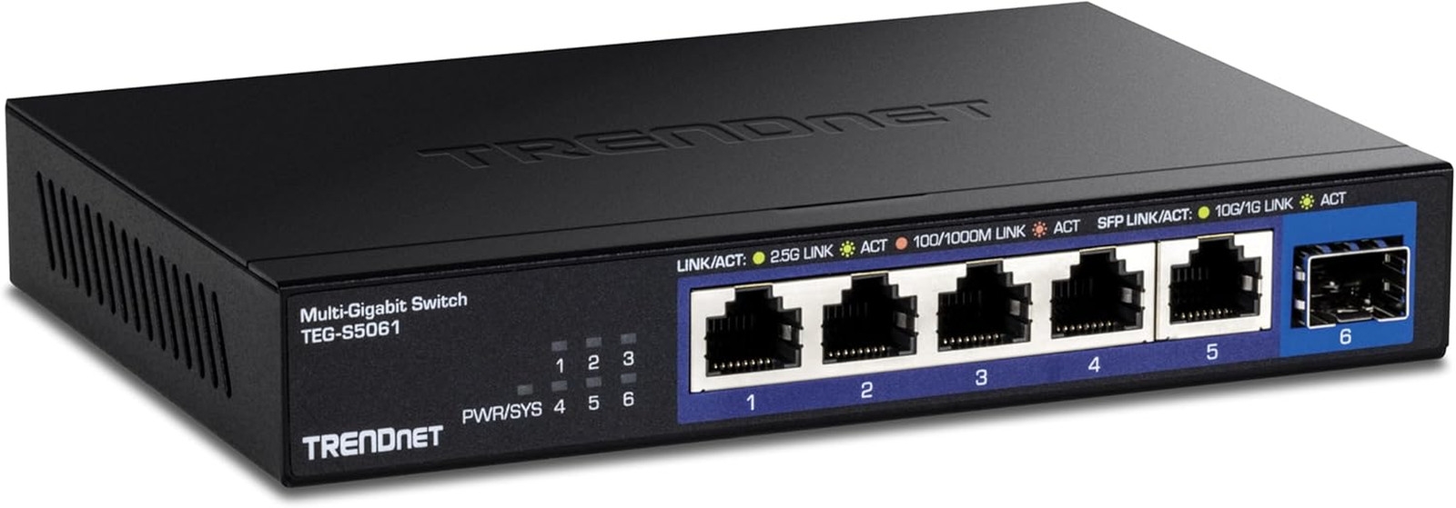6-Port Unmanaged 2.5G Switch with 10G Sfp+Port, TEG-S5061, 5 X 2.5GBASE-T Ports,