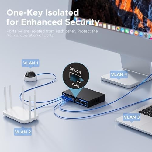 Network Ethernet Switch,2.5 Gigabit Portable, Plug&Play,Fanless Housing,Black…