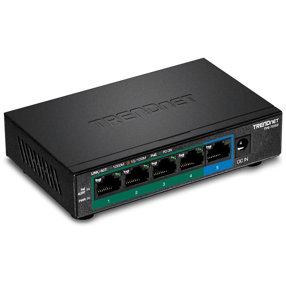 TRENDnet 5-Port Gigabit PoE+ Switch, 32W PoE Power Budget, 10Gbps Switching C…