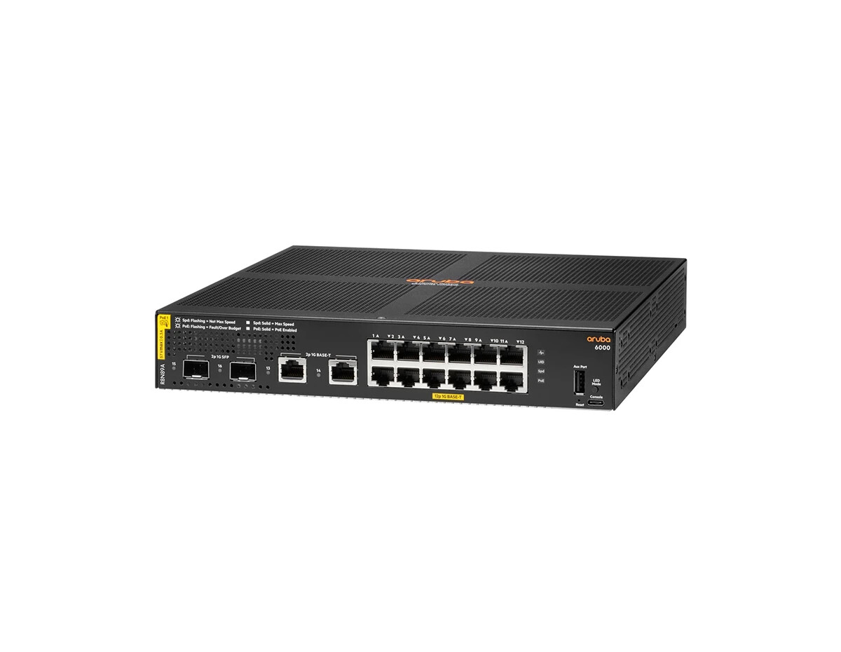 HPE R8N89A Aruba 6000 12G Class4 PoE 2G/2SFP 139W Switch New Sealed