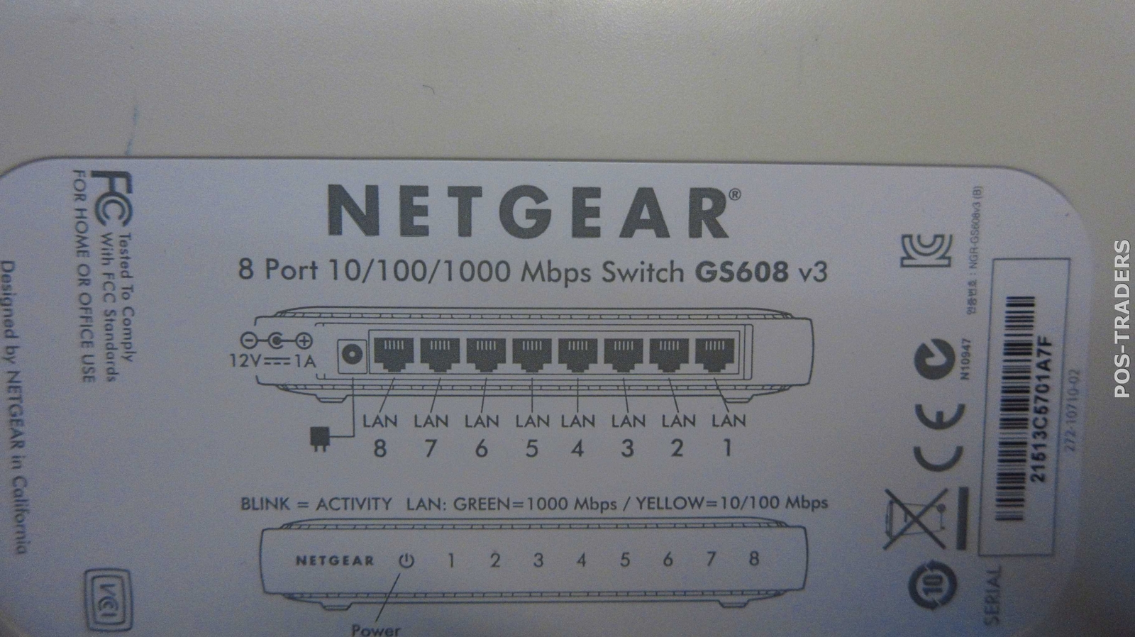 NETGEAR GS608 V3 ProSafe 8-Port 10/100/1000 MBPS Gigabit Ethernet Switch NO PSU
