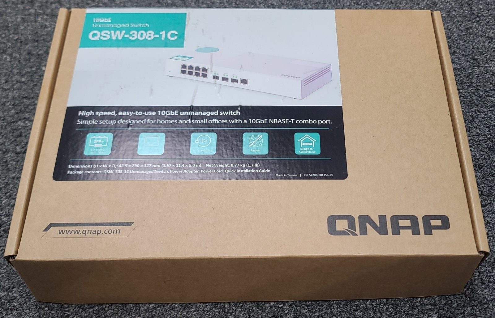 QNAP QSW-308-1C 10GbE Unmanaged Switch 3x10G SFP+/RJ45 Combo Port Fanless NEW