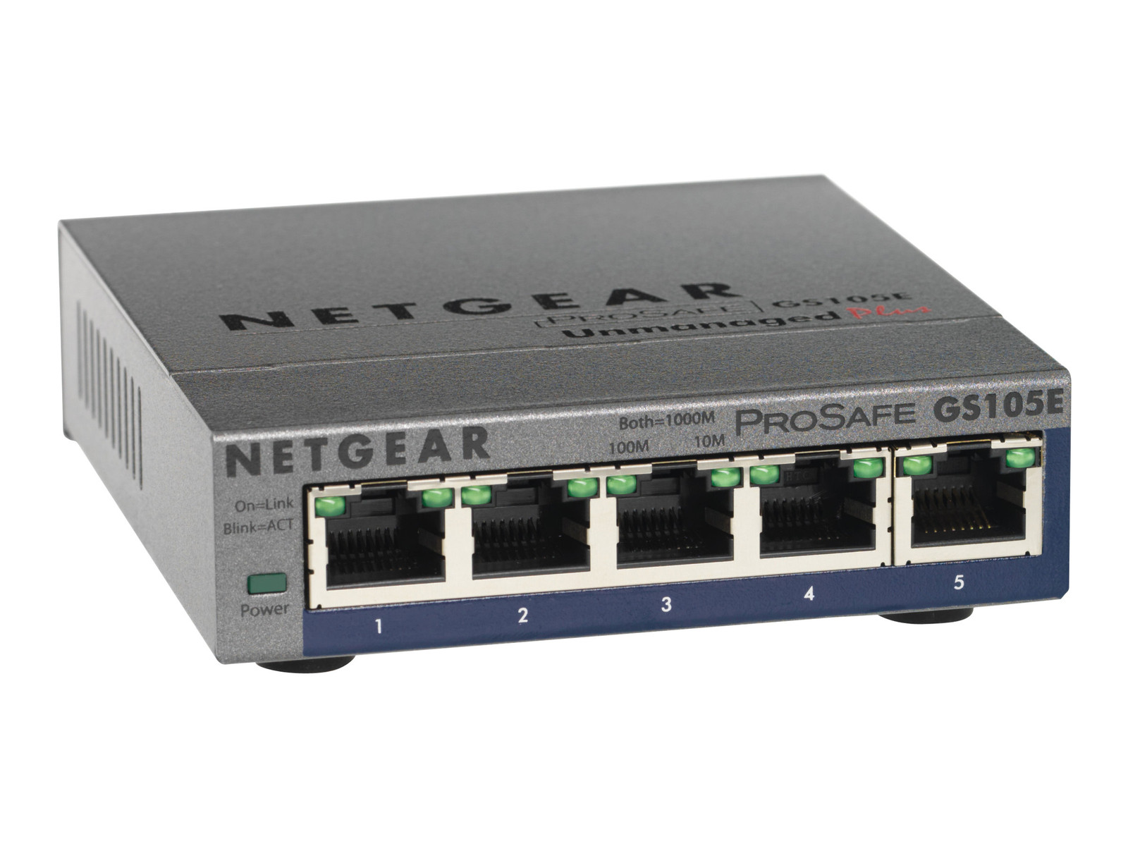 NETGEAR ProSafe Plus Switch 5-Port Gb Ethernet 2 Layer Supported Wall Mountable