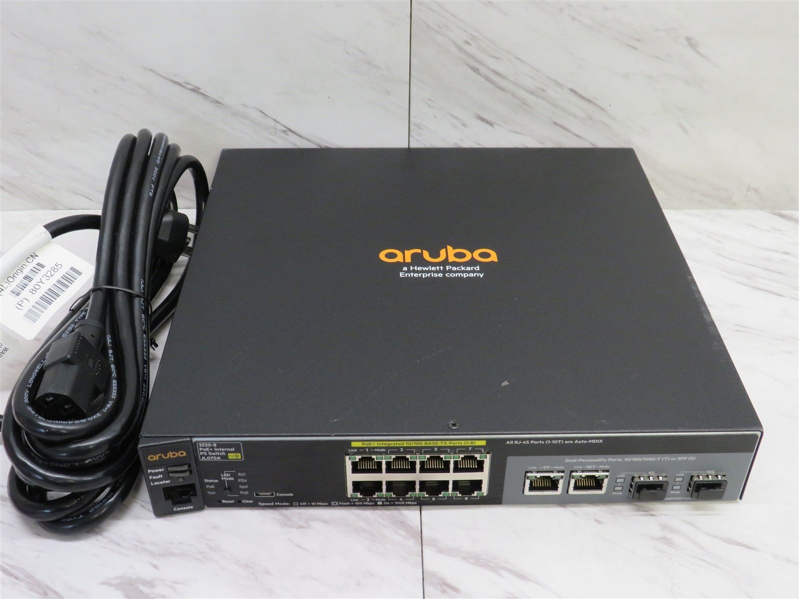 HP Aruba 2530-8 PoE+ JL070A Internal PS 8 Port Fast Ethernet Switch JL070A