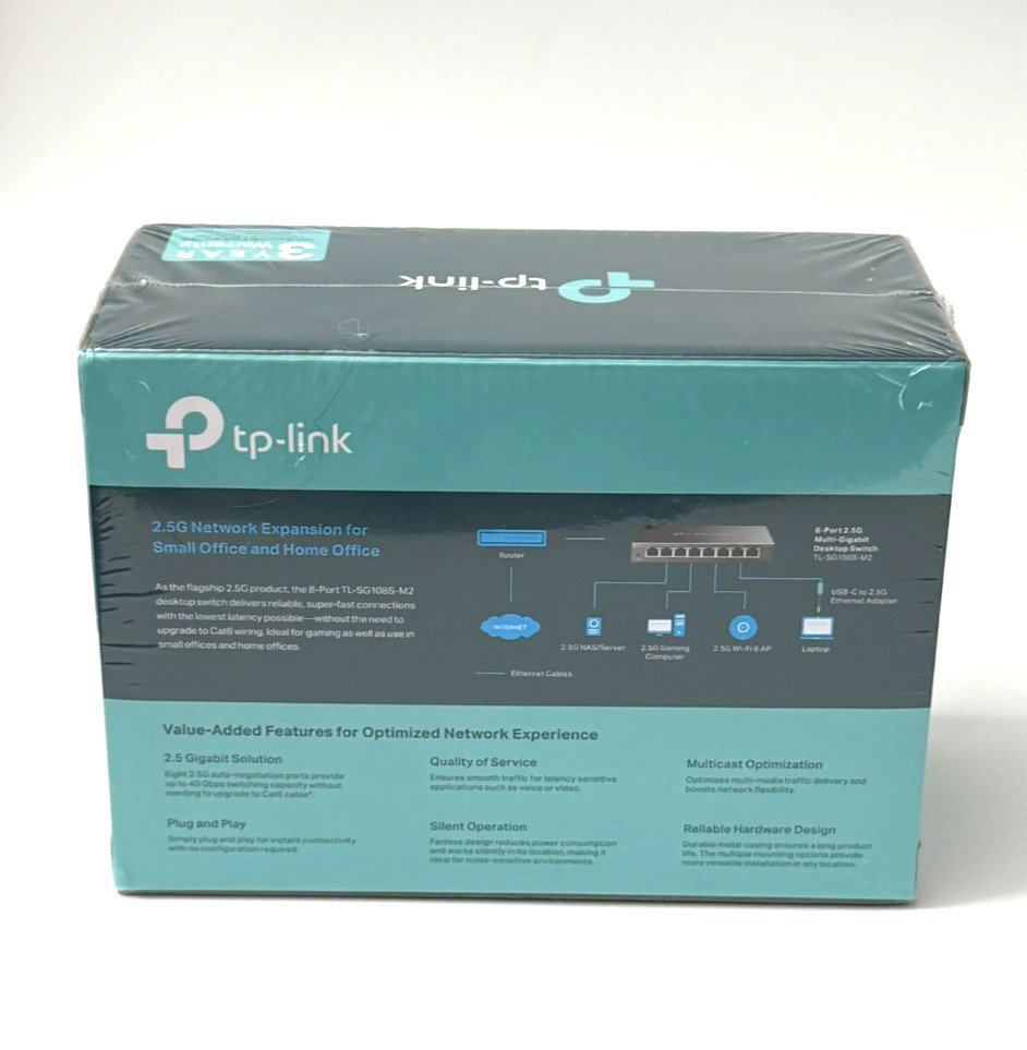 TP-Link TL-SG108S-M2 8-Port 2.5G Multi-Gigabit Desktop Switch NEW