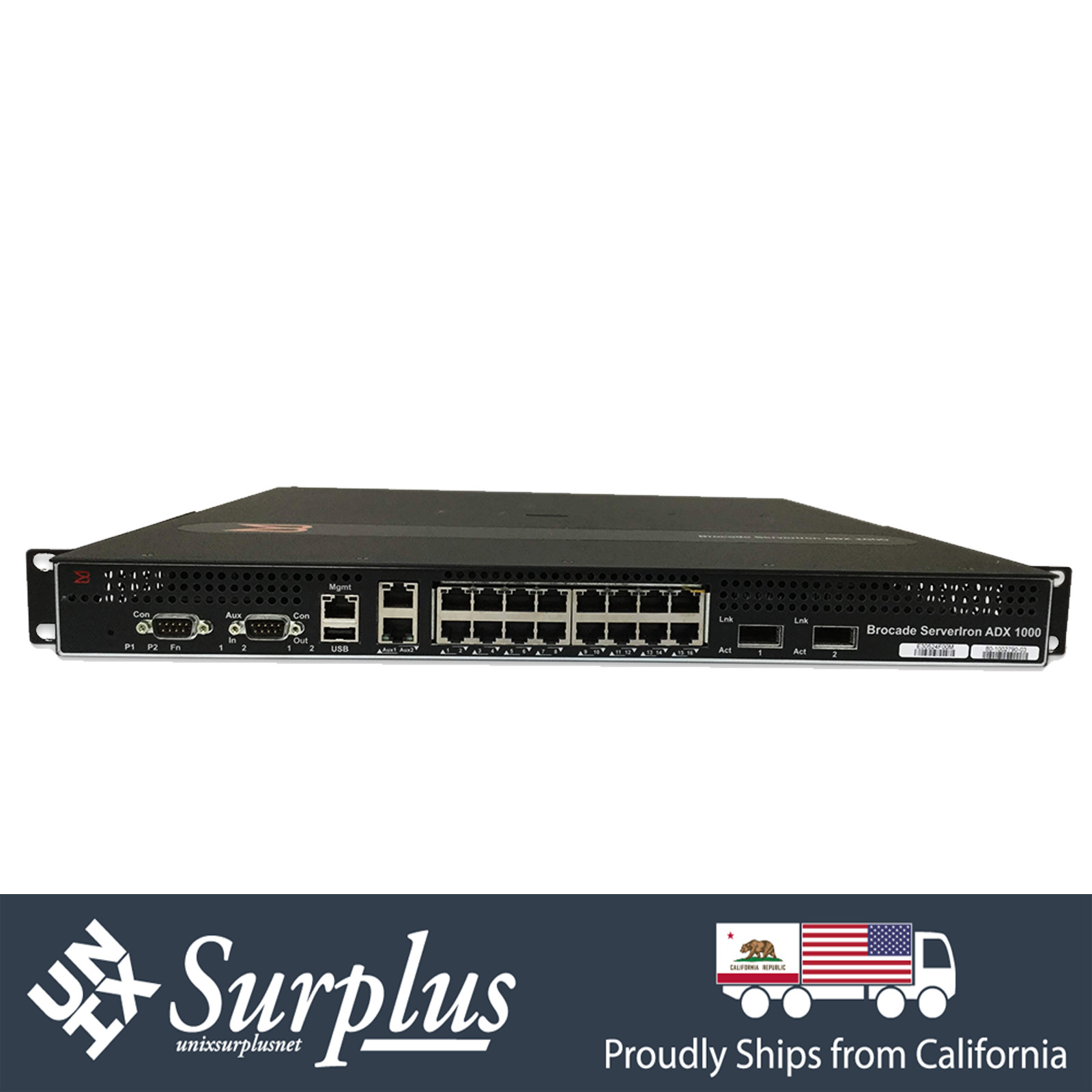 16 Port 1Gb RJ45 Brocade ServerIron 1016-2 Ethernet Switch w/ Ears | 2x 10Gb XFP
