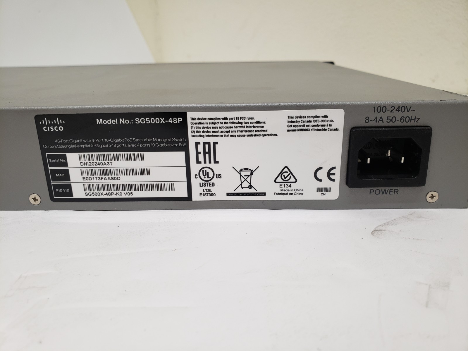 Cisco SG500X-48 48-Port Gigabit With 4-port 10-Gb PoE Stackable Managed Switch