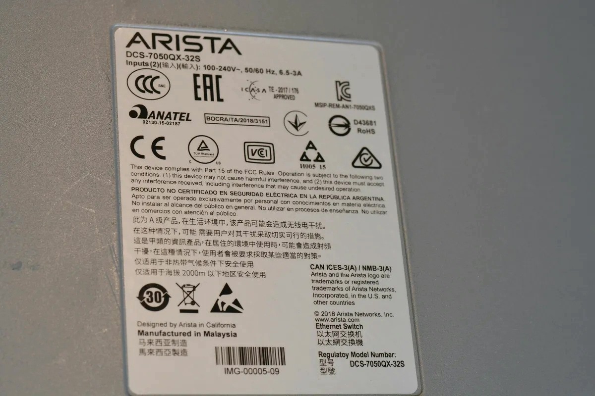 Arista DCS-7050QX-32S-R 32-Port QSFP+ 4x SFP+ Switch R-F Airflow Dual AC PSU