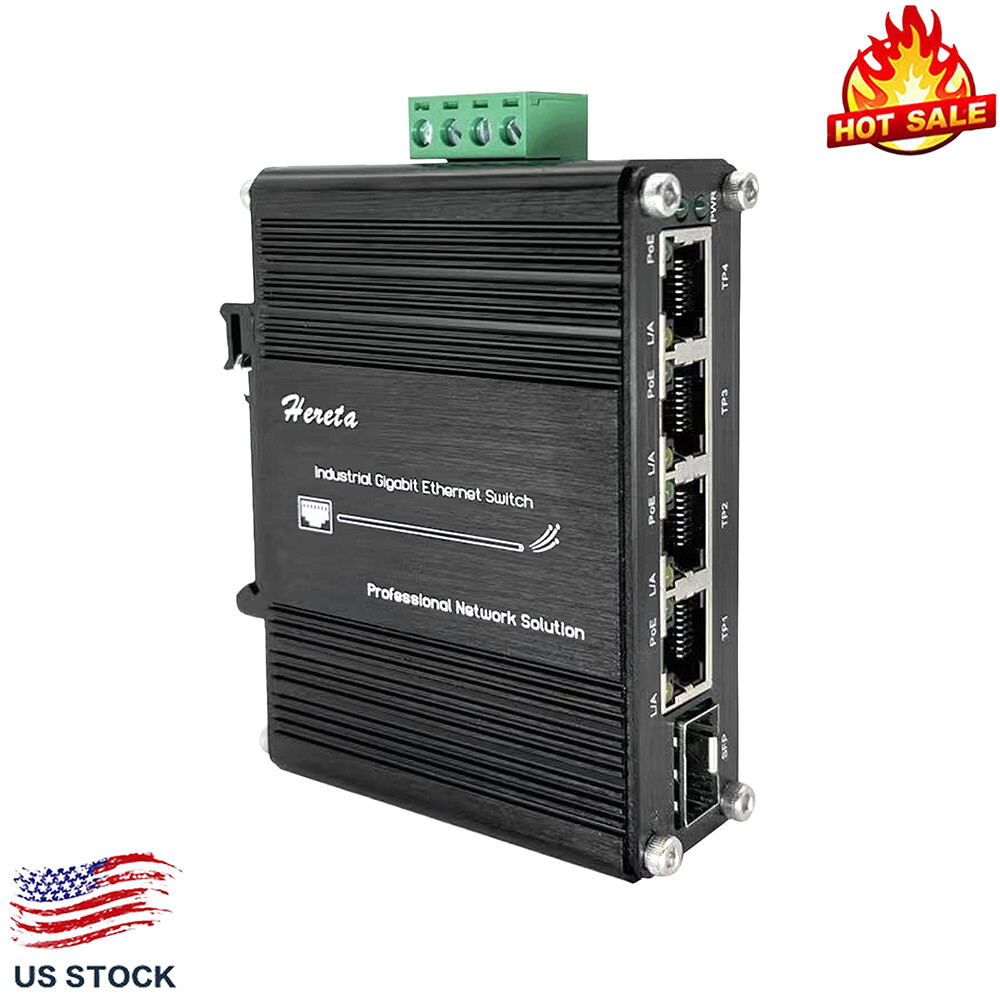 PoE Switch 4 port 10/100/1000T 802.3at To 1 Port 100/1000X SFP mini Switch