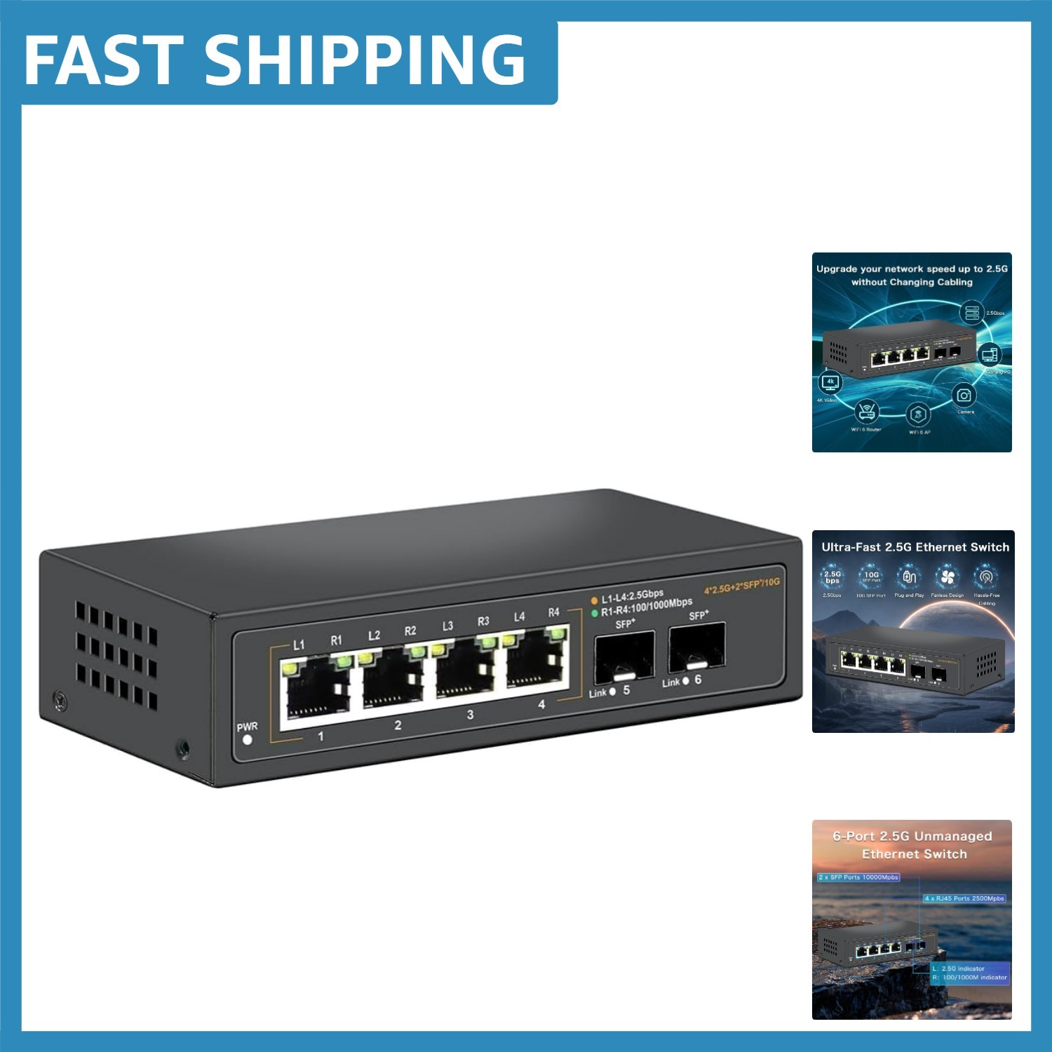 Elegant Black 2.5G Ethernet Switch – High-Speed Connectivity for All Devices