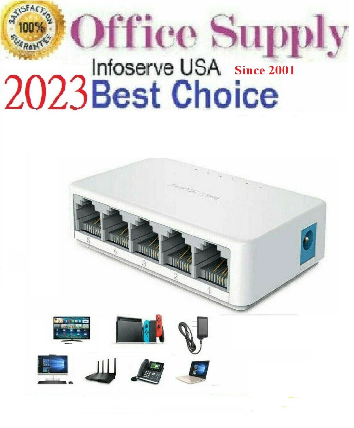 TENDA 5 Port S105, 5 Port Ethernet Switch 10/100Mbps 5 Port Network Switch/Hub