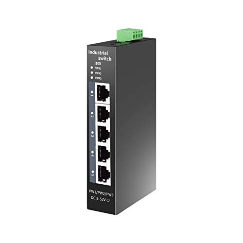 5Port Industrial DINRail Ethernet Switch Rugged Metal 100Mbps 1Gbps