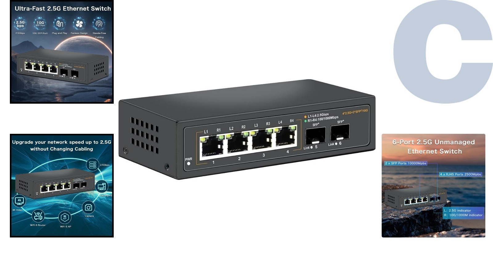 Elegant Black 2.5G Ethernet Switch – High-Speed Connectivity for All Devices
