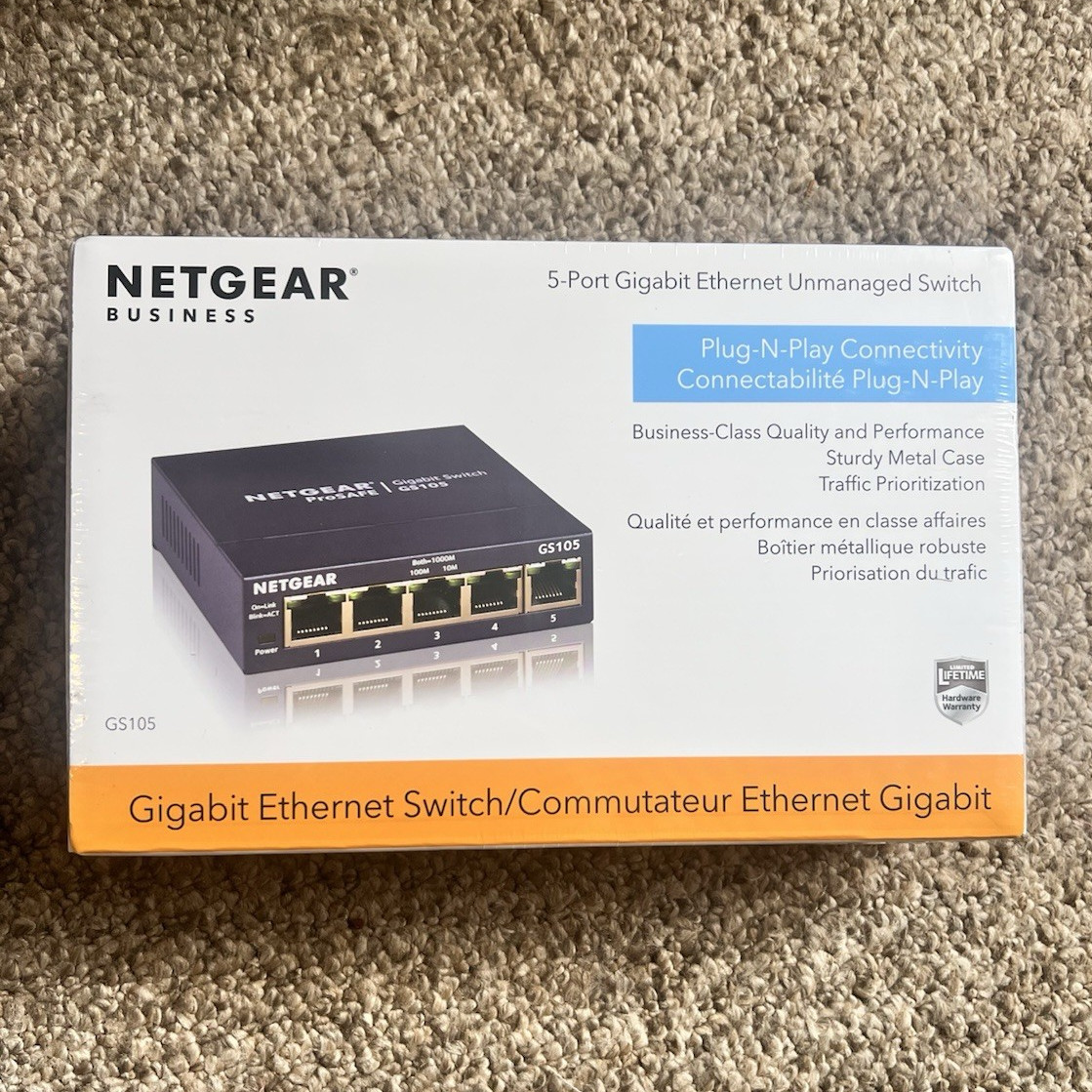 NETGEAR Business GS105 5-Port Gigabit Unmanaged Desktop Ethernet Switch RJ-45