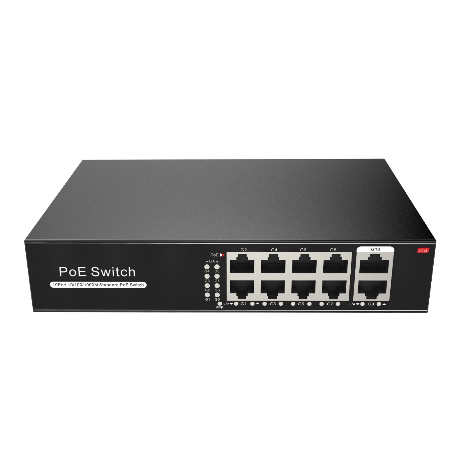 8 Port Gigabit PoE Switch +2 Gigabit Uplinks, Max Output 120W, 803.af/at 30w max