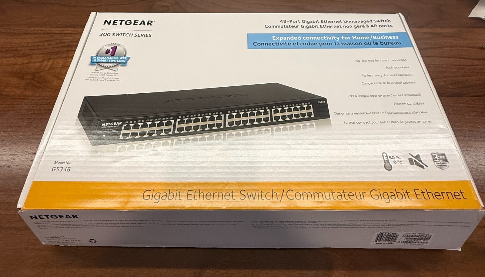 NETGEAR 300 PoE Switch Series GS348-100NAS 48 Port Gigabit Ethernet Unmanaged