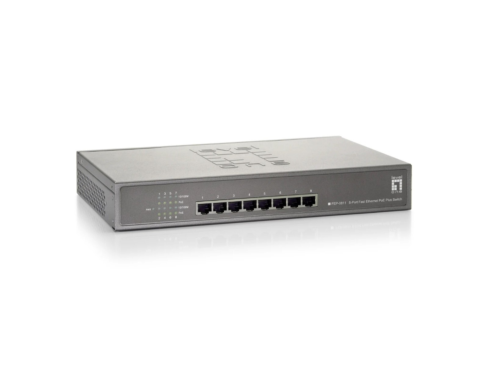 LevelOne FEP-0811 8-Port PoE 10/100 Fast Ethernet Desktop PoE Switch, 120W