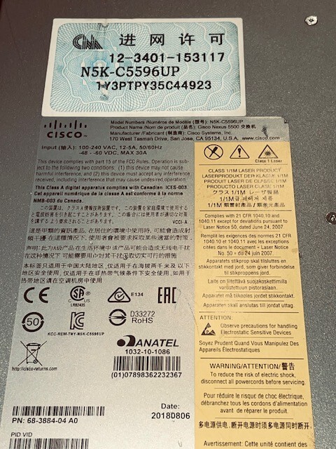 CISCO NEXUS N5K-C5596UP 48-PORT FABRIC SWITCH W/ DUAL PSU