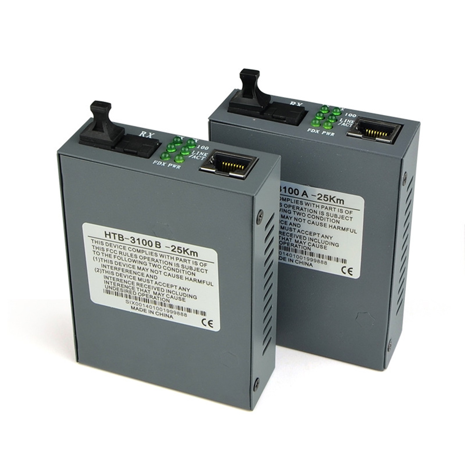1 Pair 25KM Fiber Media Converter Gigabit 10/100/1000M SM Single Fiber SC Port