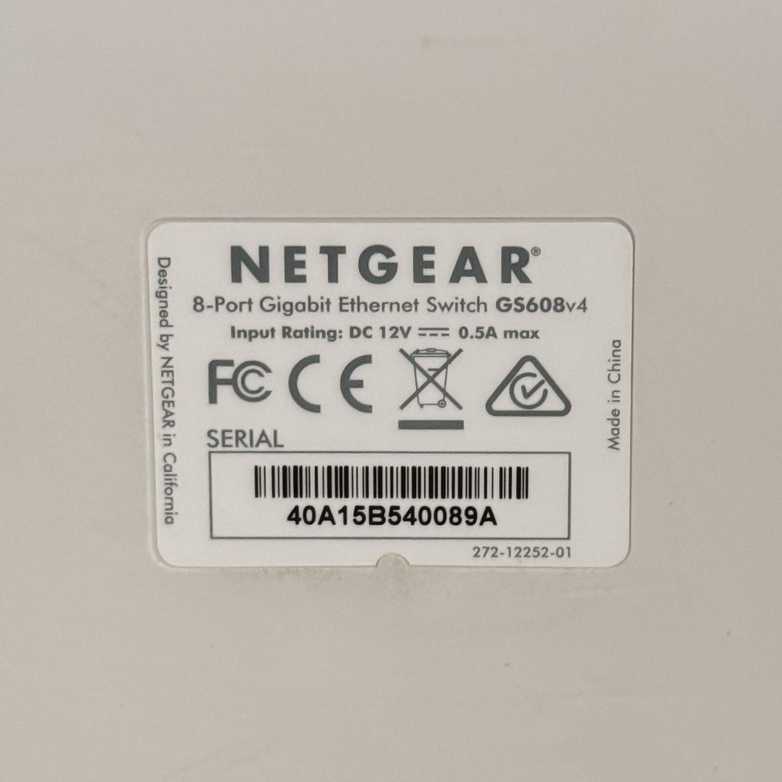 Netgear 8-Port Gigabit Ethernet Switch GS608v4 w/ Power Supply
