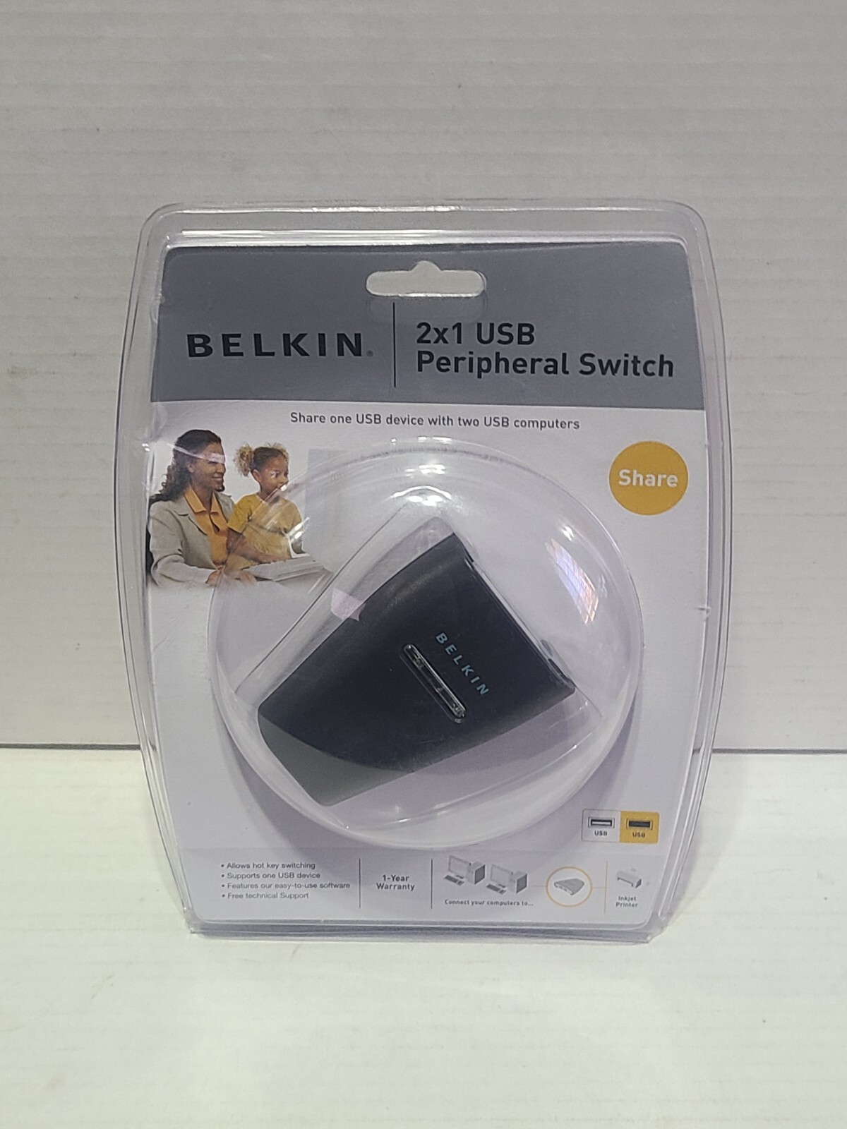 Belkin 2×1 Peripheral USB Switch F1U201V 2 Ports External New Sealed