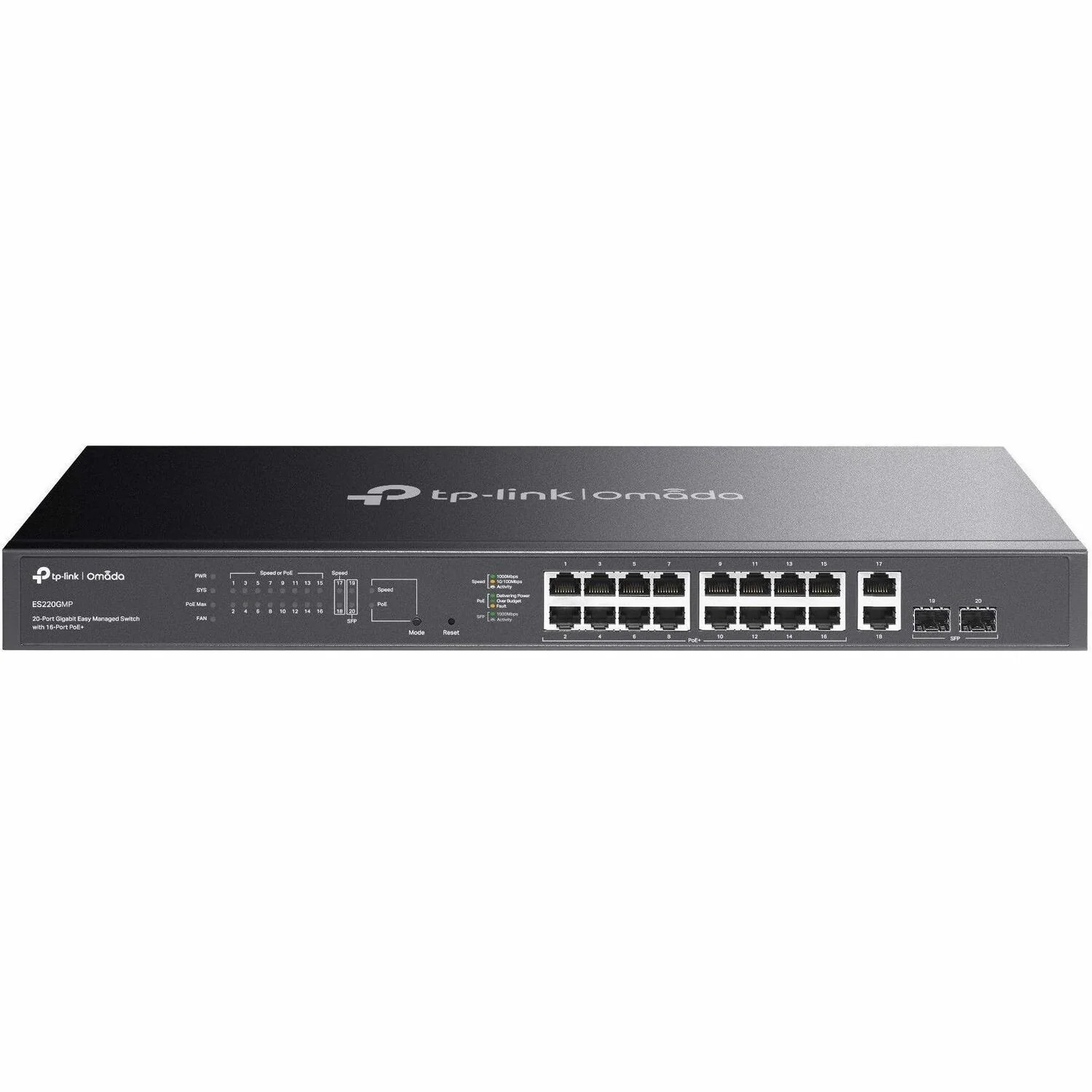 TP-Link Omada 20-Port Gigabit Easy Managed Switch with 16-Port PoE+ | ES220GMP
