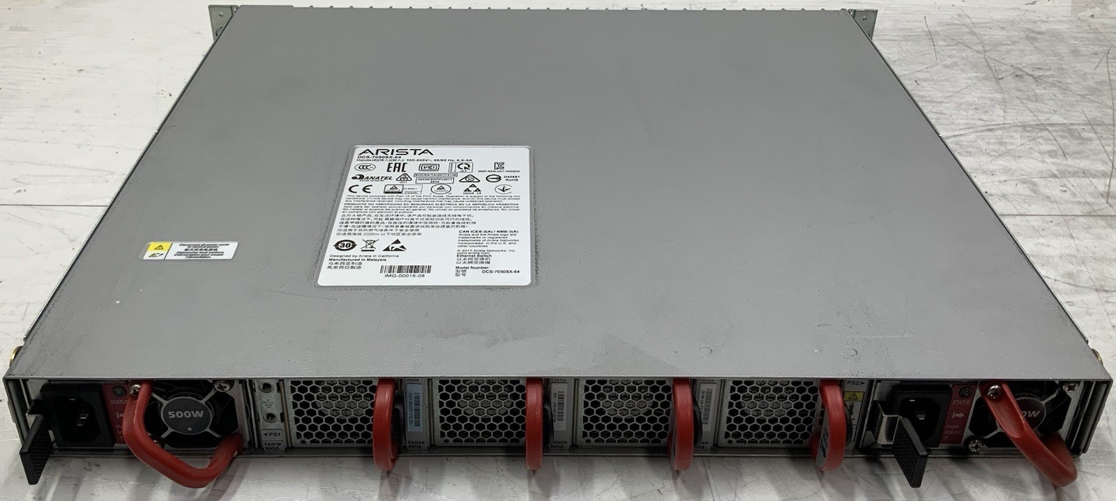 Arista DCS-7050SX-64-F 48x10GbE SFP+ 4xQSFP+ Front-to-Rear Air 2x PWR-500AC-F