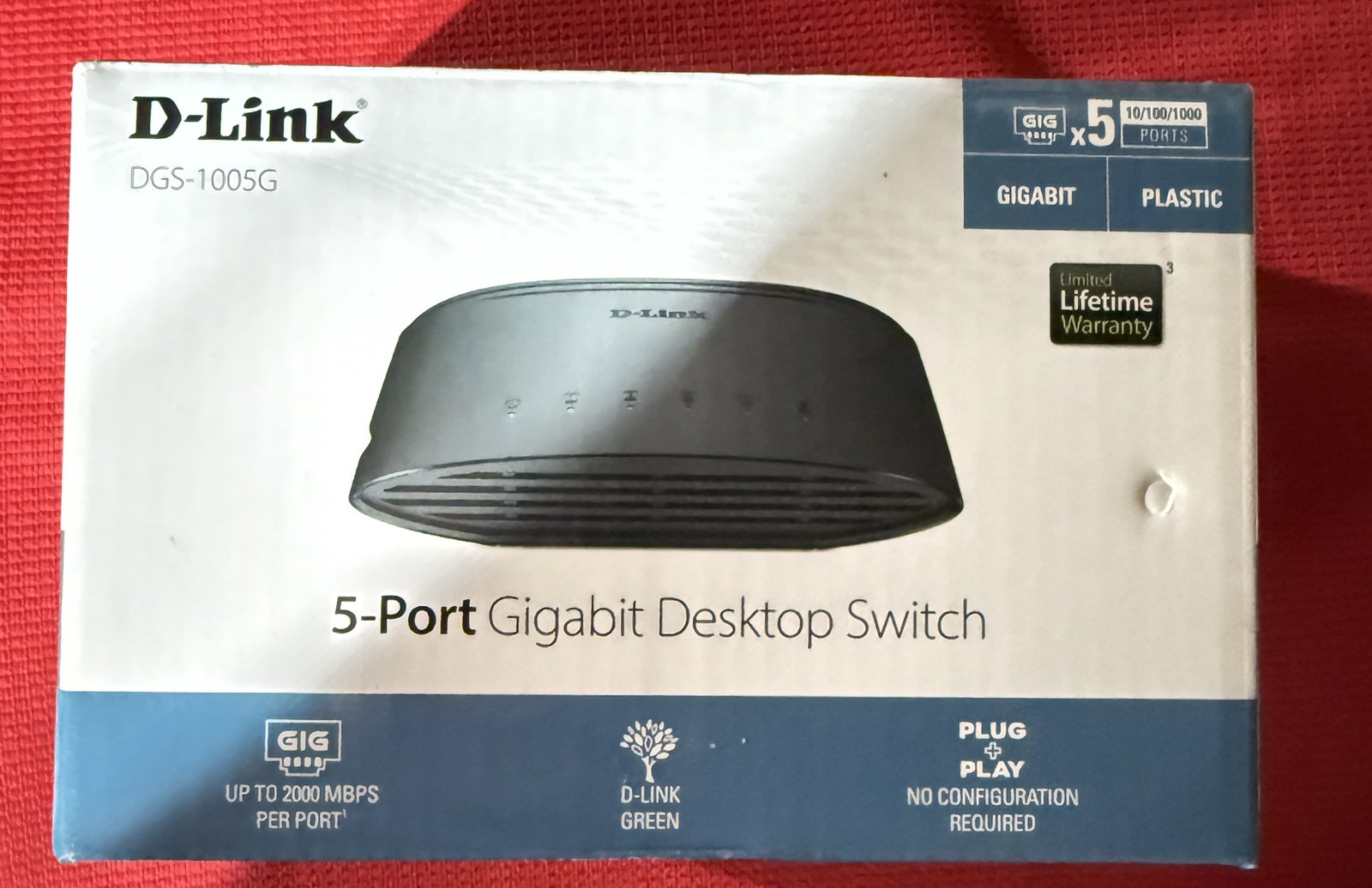 D-Link DGS-1005G 5-Port Gigabit Desktop Switch 1000mbps NEW Sealed Eco-friendly