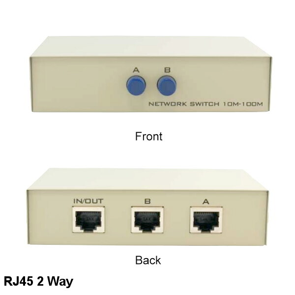 KNTK RJ45 2 Way Data Transfer Switch Box Button Type CAT5 CAT6 Networking Device