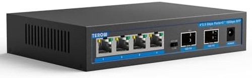 Network Ethernet Switch,2.5 Gigabit Portable, Plug&Play,Fanless Housing,Black…