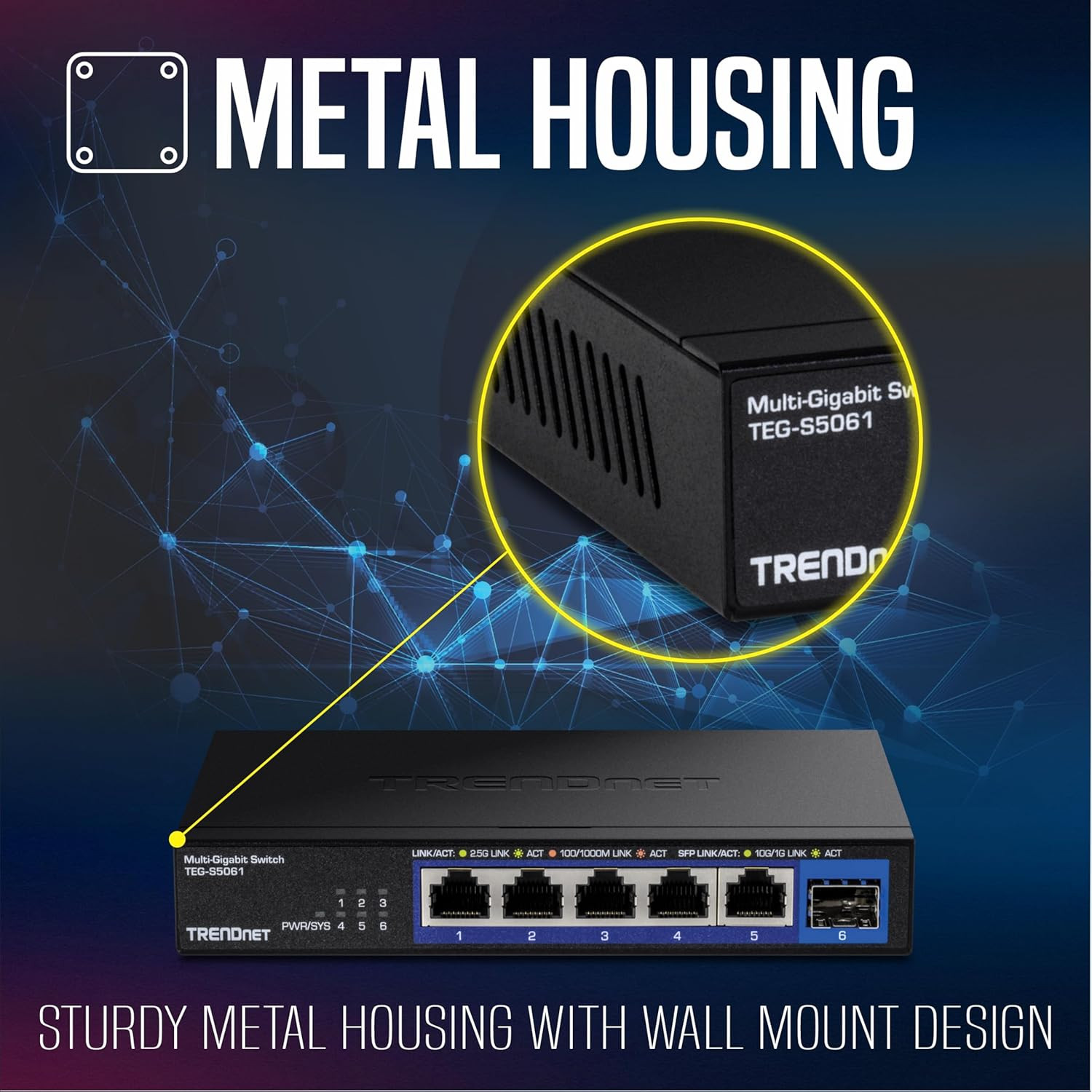 6-Port Unmanaged 2.5G Switch with 10G Sfp+Port, TEG-S5061, 5 X 2.5GBASE-T Ports,