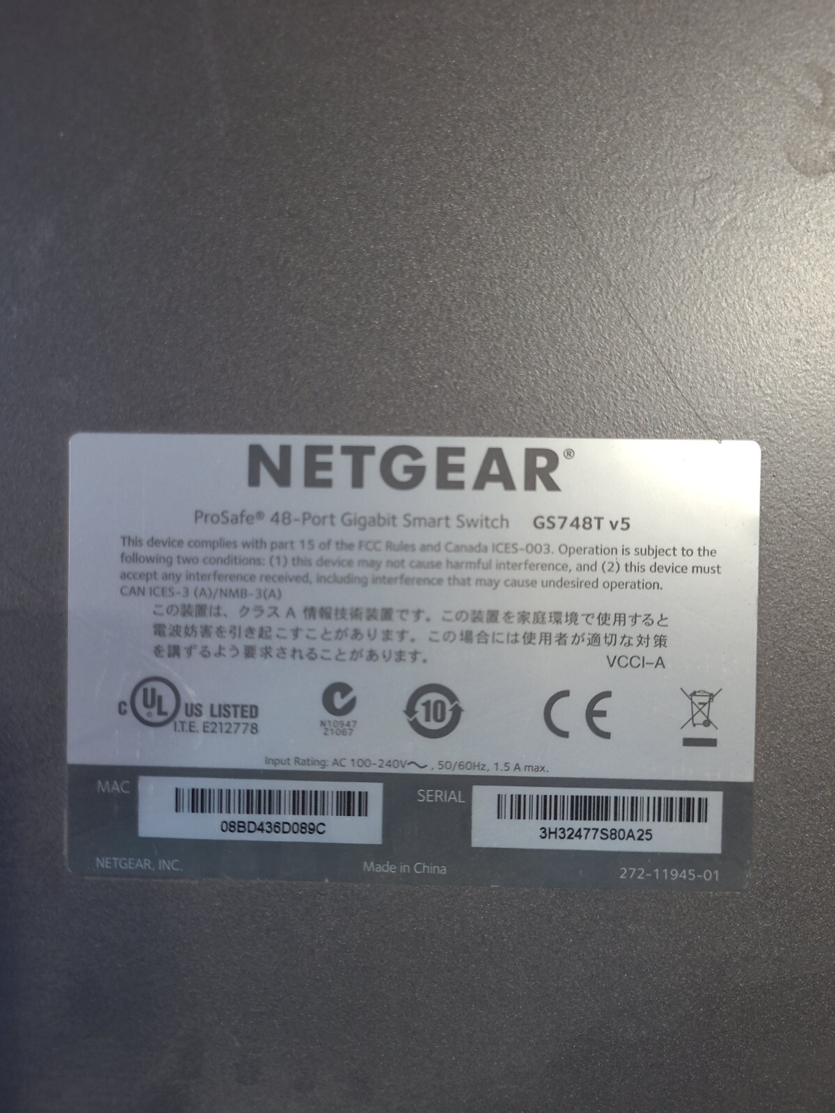 Netgear ProSafe 24 Port Gigabit Smart Switch JGS524e used