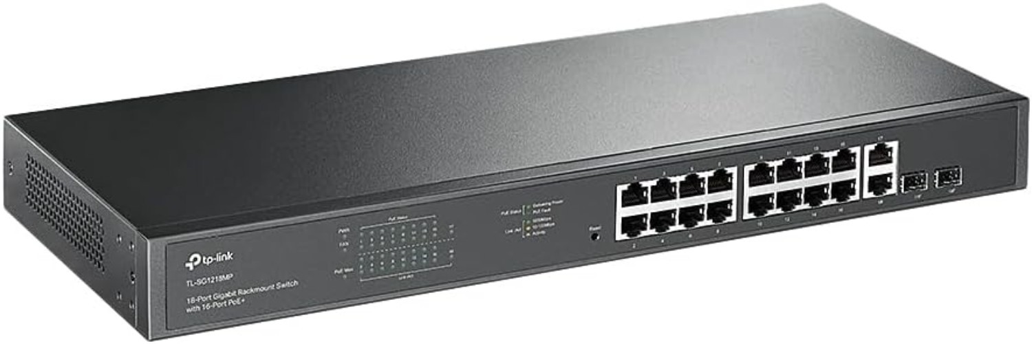 16 Port PoE+ Switch with 250W, High-Speed Connections, Metal Casing, Plug & Play