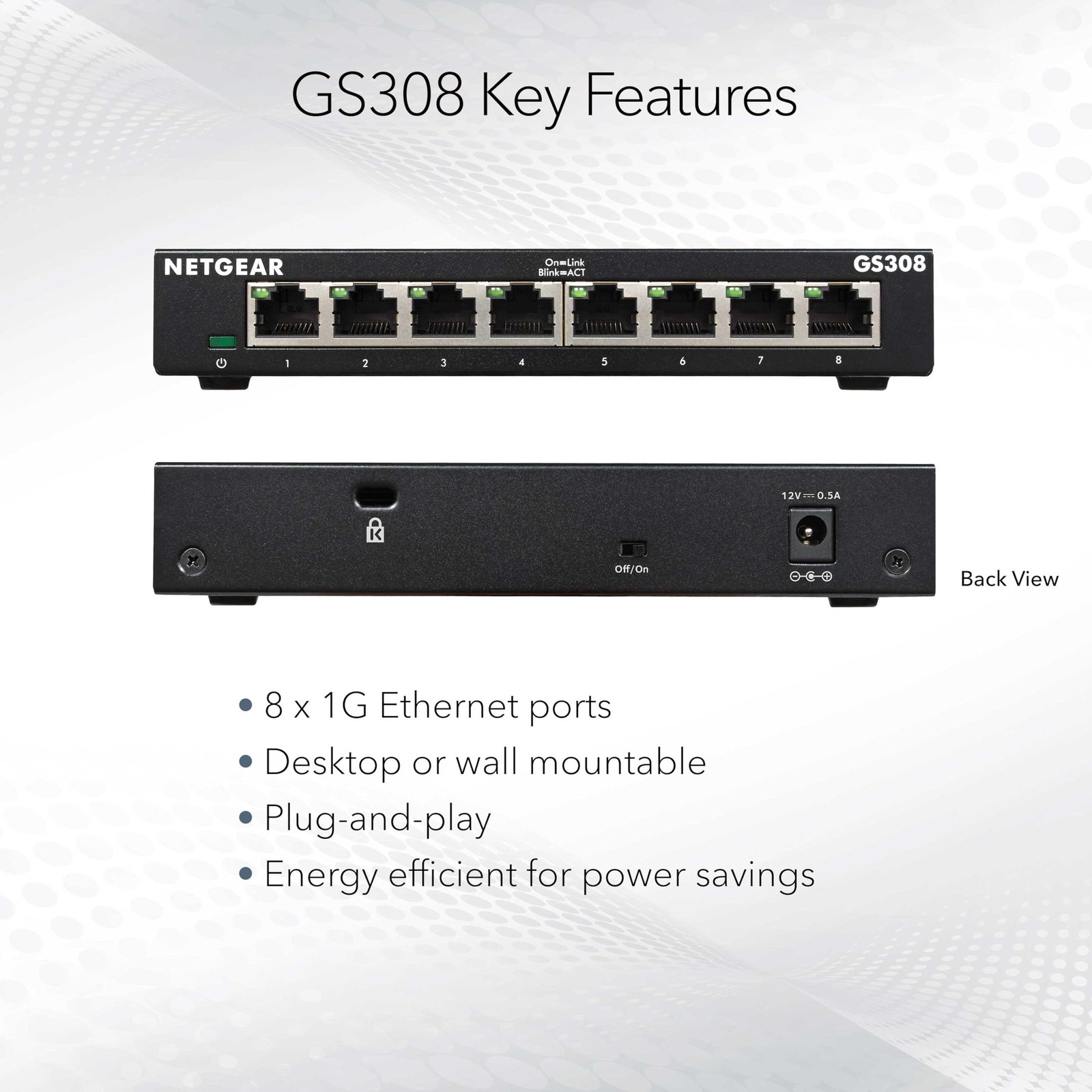 NETGEAR 8-Port Gigabit Ethernet Unmanaged Essentials Switch 8 Port, Yellow