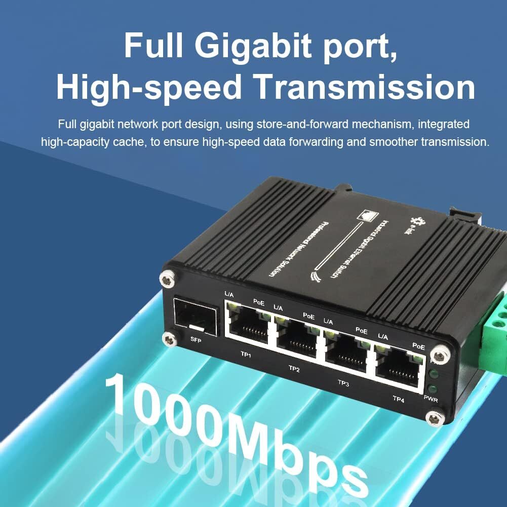 PoE Switch 4 port 10/100/1000T 802.3at To 1 Port 100/1000X SFP mini Switch