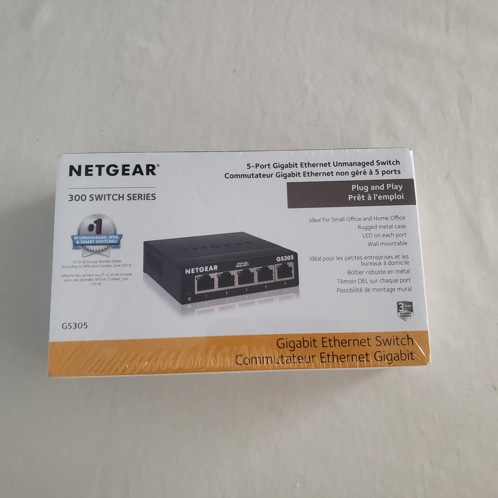NETGEAR 5-Port Gigabit Ethernet Switch GS305 300 switch series NEW/SEALED