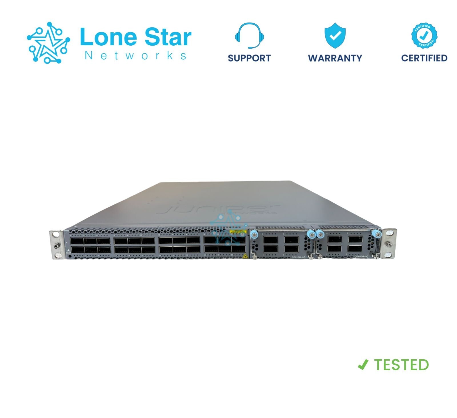 Juniper QFX5100-24Q-3AFI 24x QSFP+ Ports Ethernet Switch x2 QFX-EM-4Q +2x 650W-A