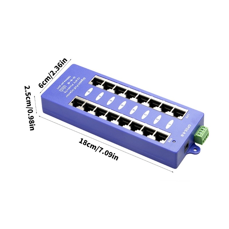 Multifunction 8 Port Gigabit Poe Injector PVC Design For Various Networking