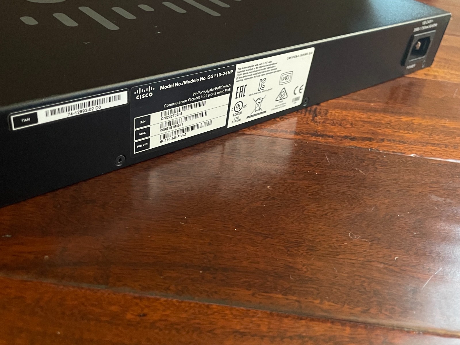 Used Cisco SG110-24P 24-Port Gigabit PoE Switch, pulled from office that closed