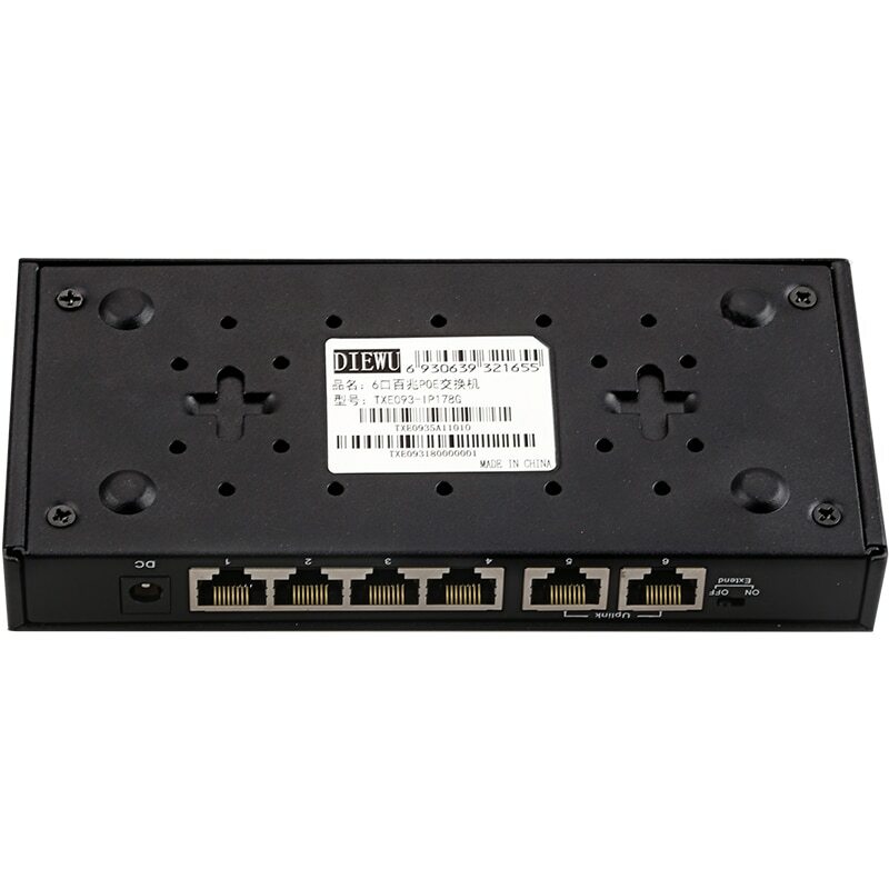 4+2 Port POE Switch 10/100Mbps Full/Half Duplex VLAN Hub Network Ethernet Switch