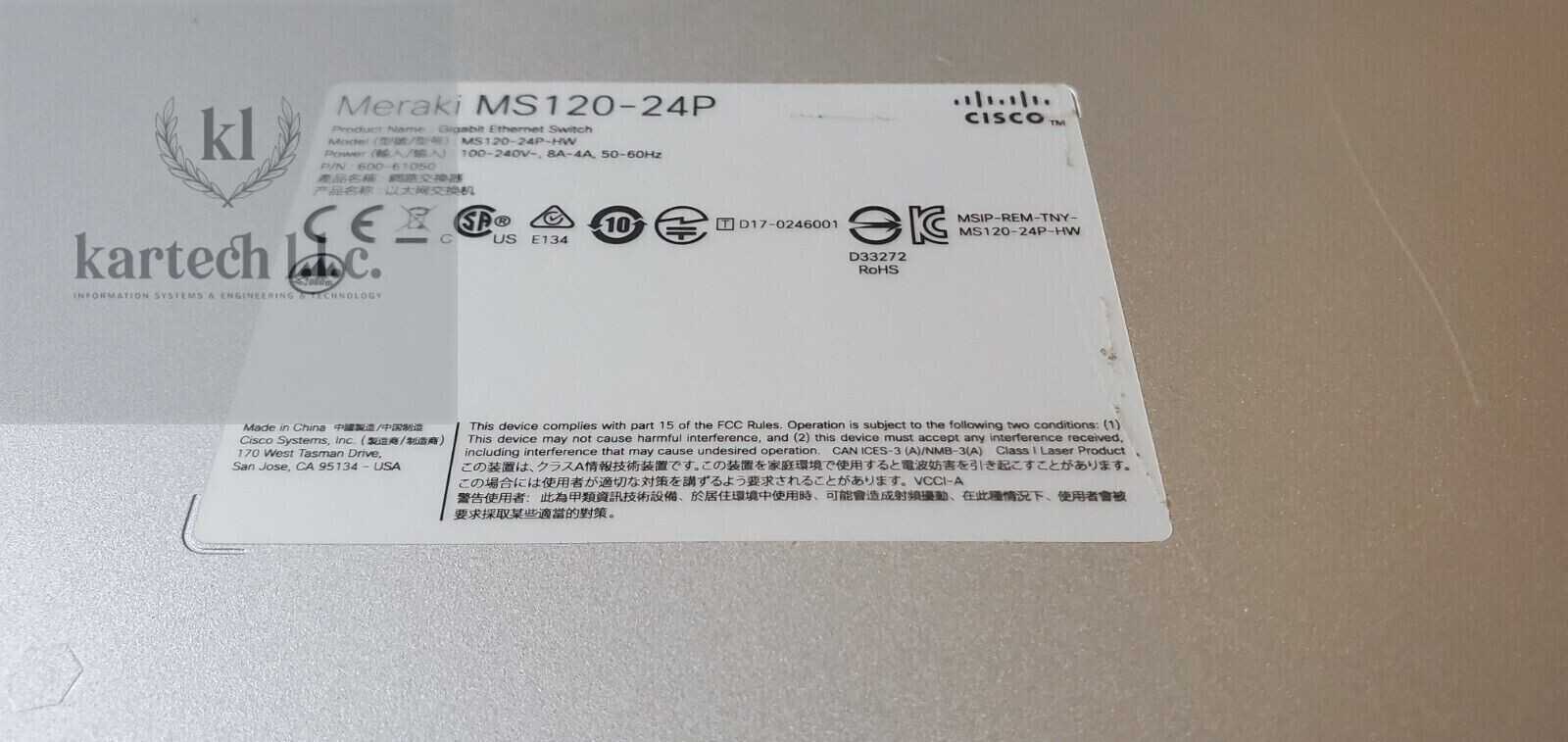 Cisco Meraki-MS120-24P-HW **UNCLAIMED** Cloud Managed Switch- 24-Port POE
