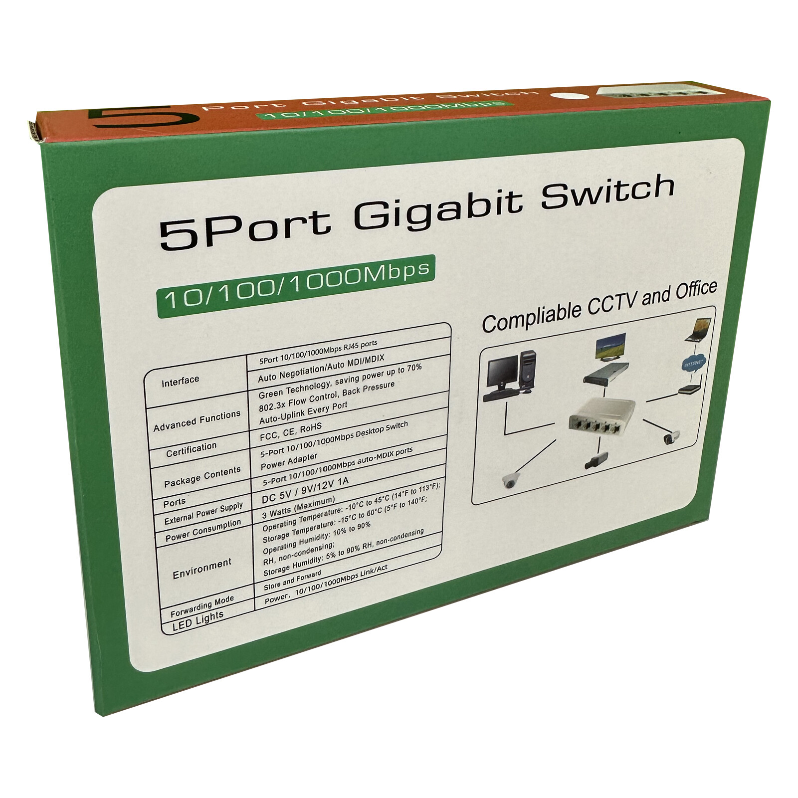 Dbit 5-Port 10/100/1000Mbps Gigabit Ethernet Network Switch Unmanaged (1005G)