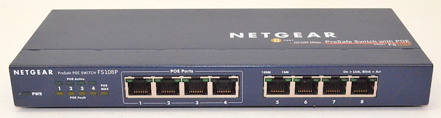 Netgear ProSafe 8-Port 10/100 Mbps ProSafe Switch with POE *Used* FS108P