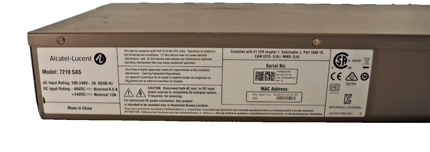 Nokia Alcatel-Lucent 7210 SAS-Mxp 22F2C45SFP+ Service Access Switch