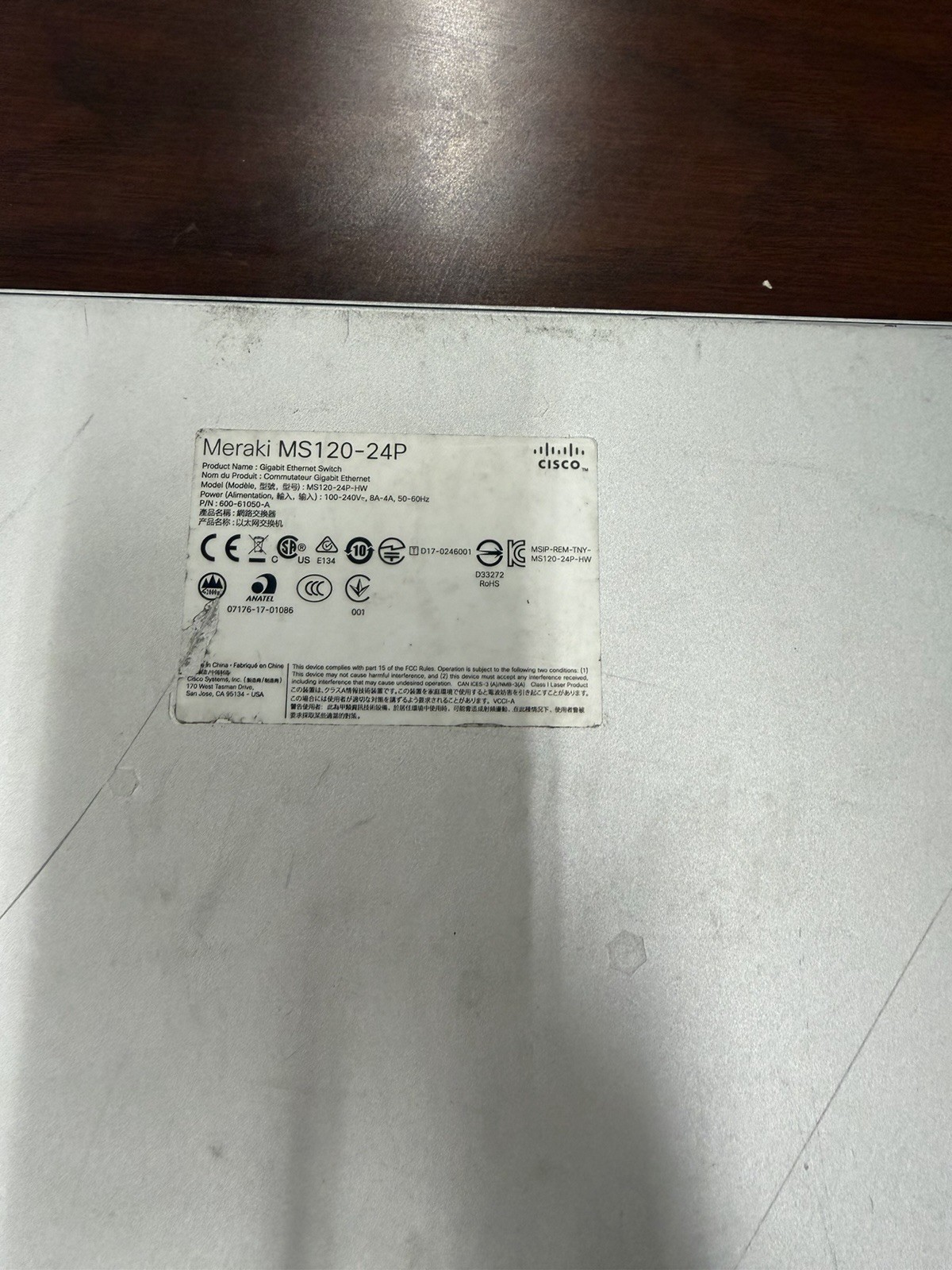 Cisco Meraki MS120-24P 24-Ports Rack Mountable Ethernet Switch Parts Only