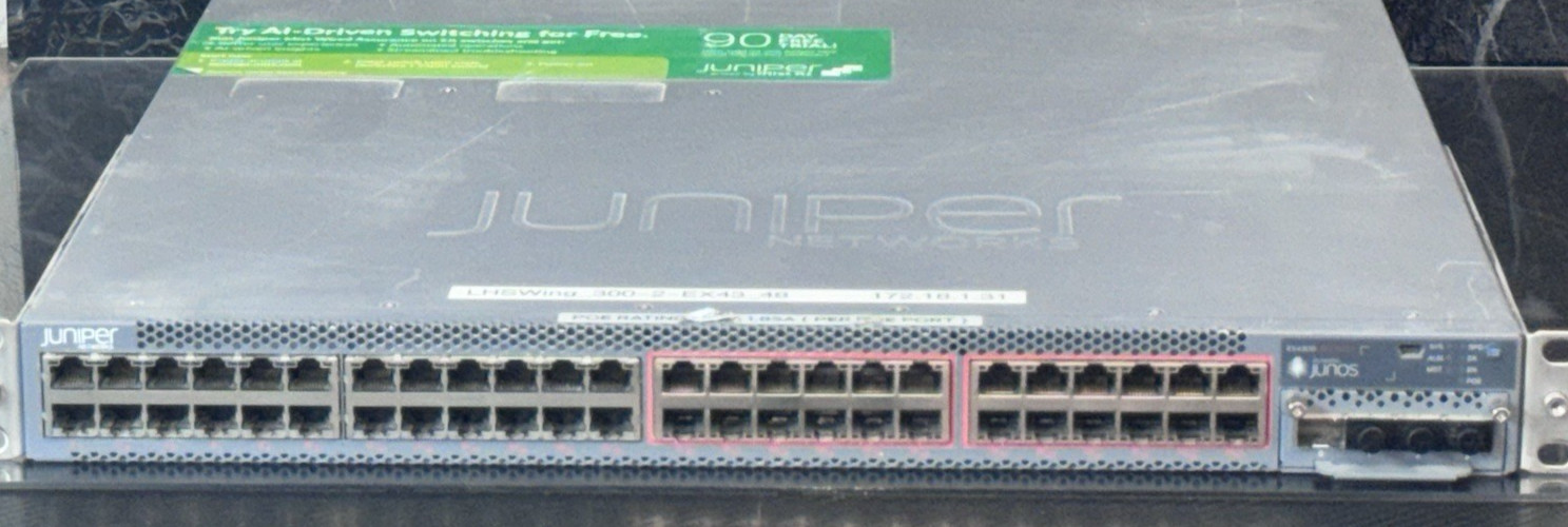 JUNIPER EX4300 MG PoE+ EX4300-48MP ETHERNET SWITCH EX4300-48MP-S