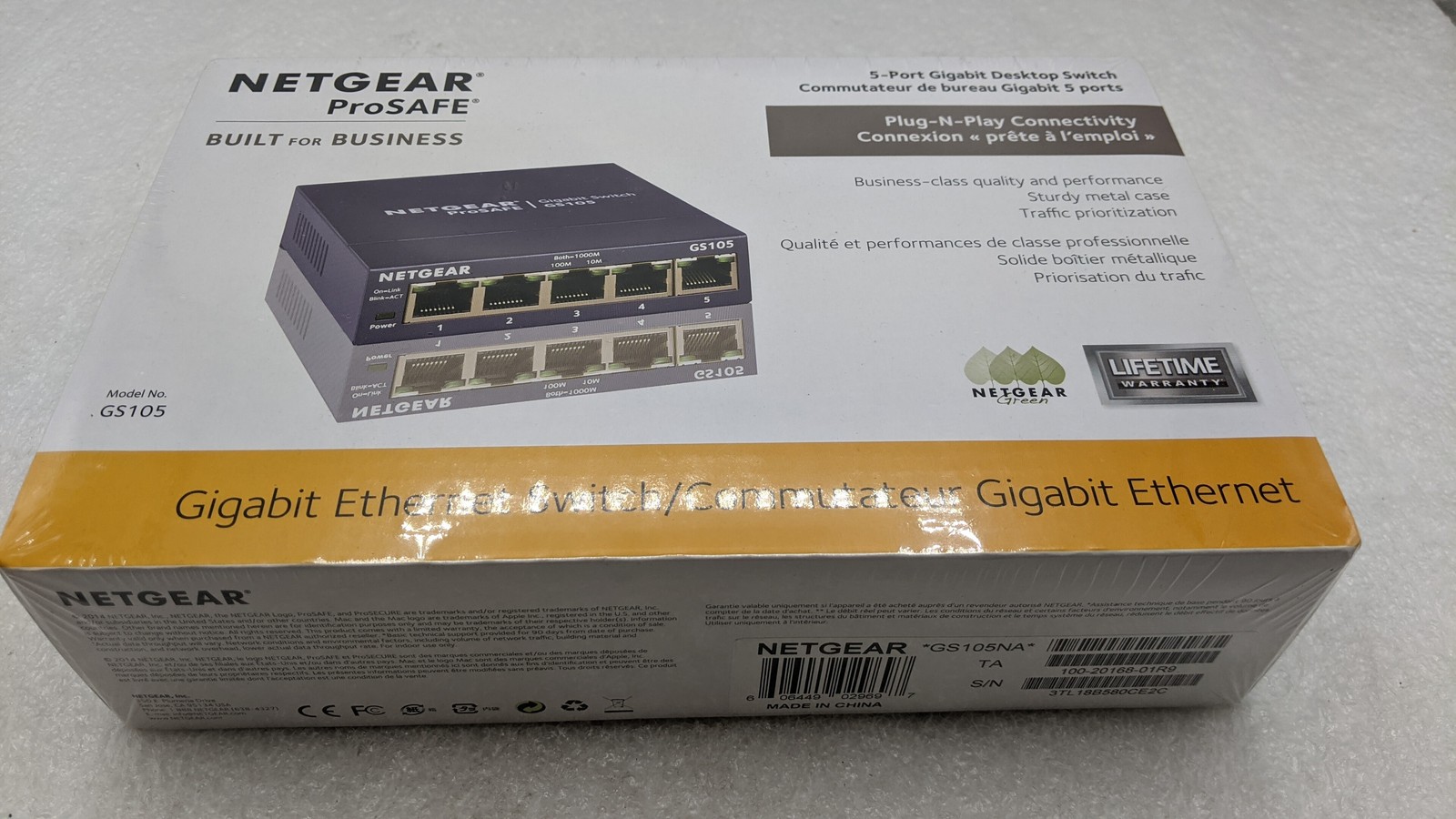 SEALED Netgear Plug And Play 5-Port gigabit Ethernet Unmanaged Switch – GS105
