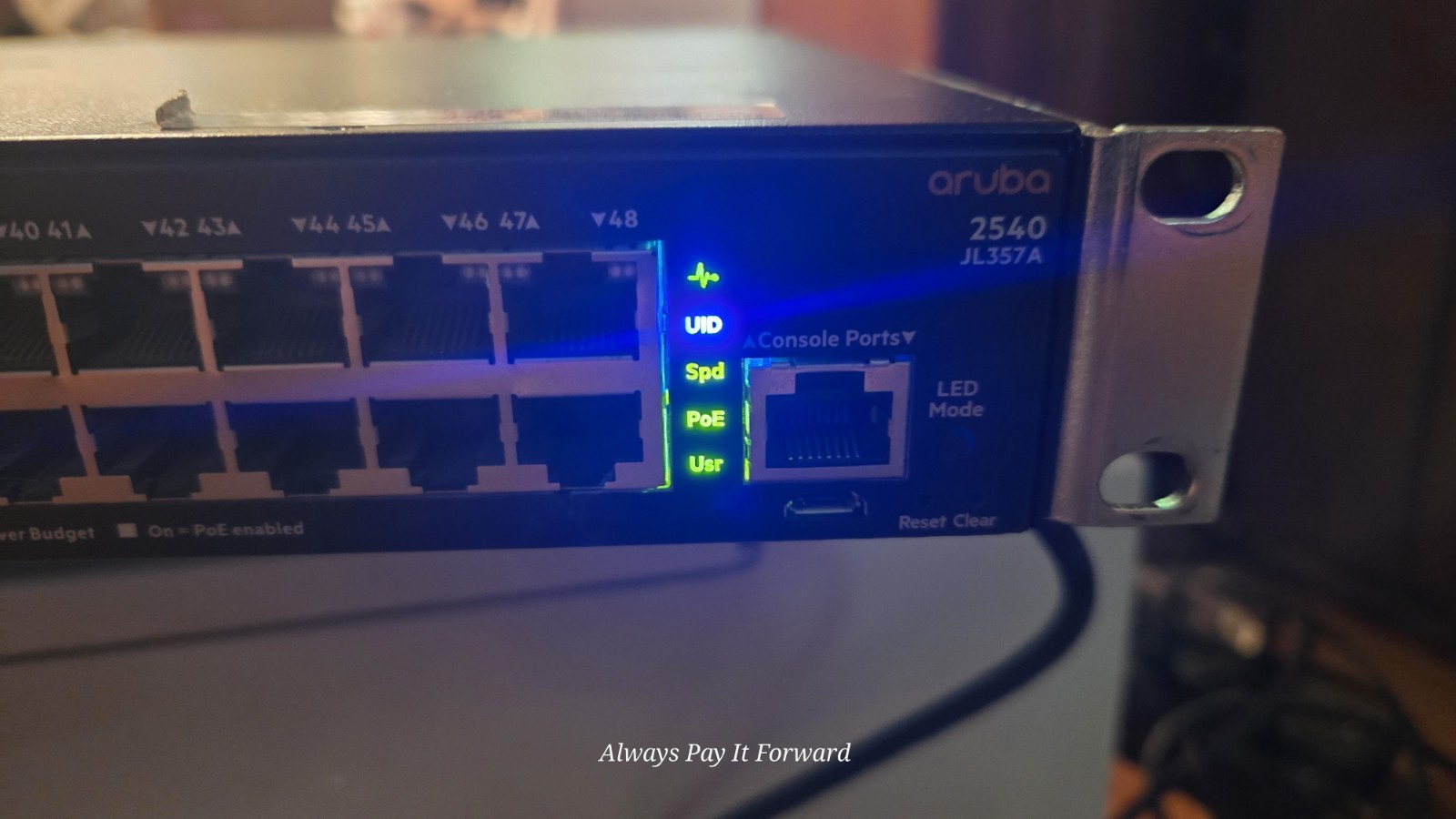 HP Aruba 2540 JL357A 48-Port Ethernet Switch Rack Mountable with Power Cord
