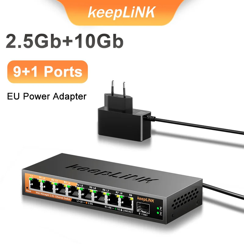 KeepLiNK 9-Port 2.5Gb Managed Switch 8×2.5G RJ45 + 1x10G SFP+ IGMP LACP